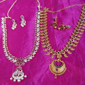 Indian Necklace Bollywood Jewelry 2 Haram sets